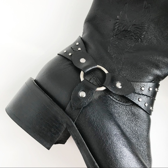 Harley-Davidson Black Leather Studded Moto Boots - Picture 2 of 14